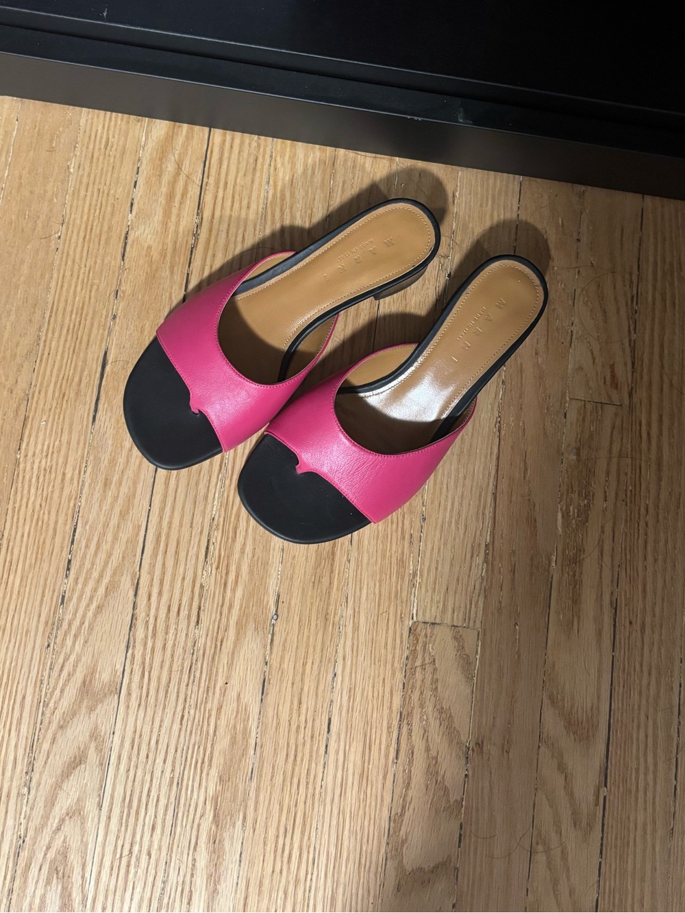 Marni Hot Pink and Black Slip-On Mules
